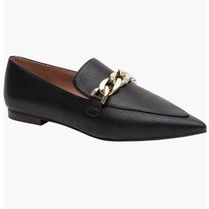 Linea Paolo Mabel Black Faux Leather Pointed Toe Loafer Size 5.5